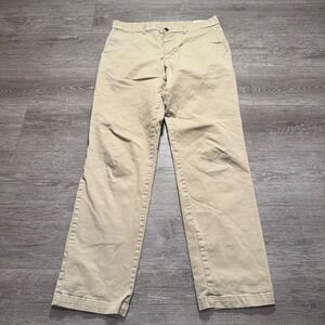 Gap Pants Men 33 Khaki Relaxed Fit Flat Front Chino Cotton Beige 33x32 Minimal